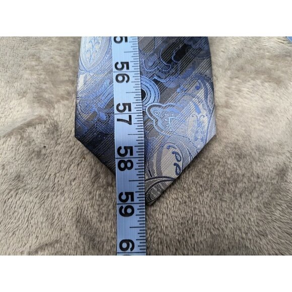 Men's Silk Necktie Lot of 2 Van Heusen Geo Print 59" Blue Tie 62" Brown Tie - Picture 11 of 12